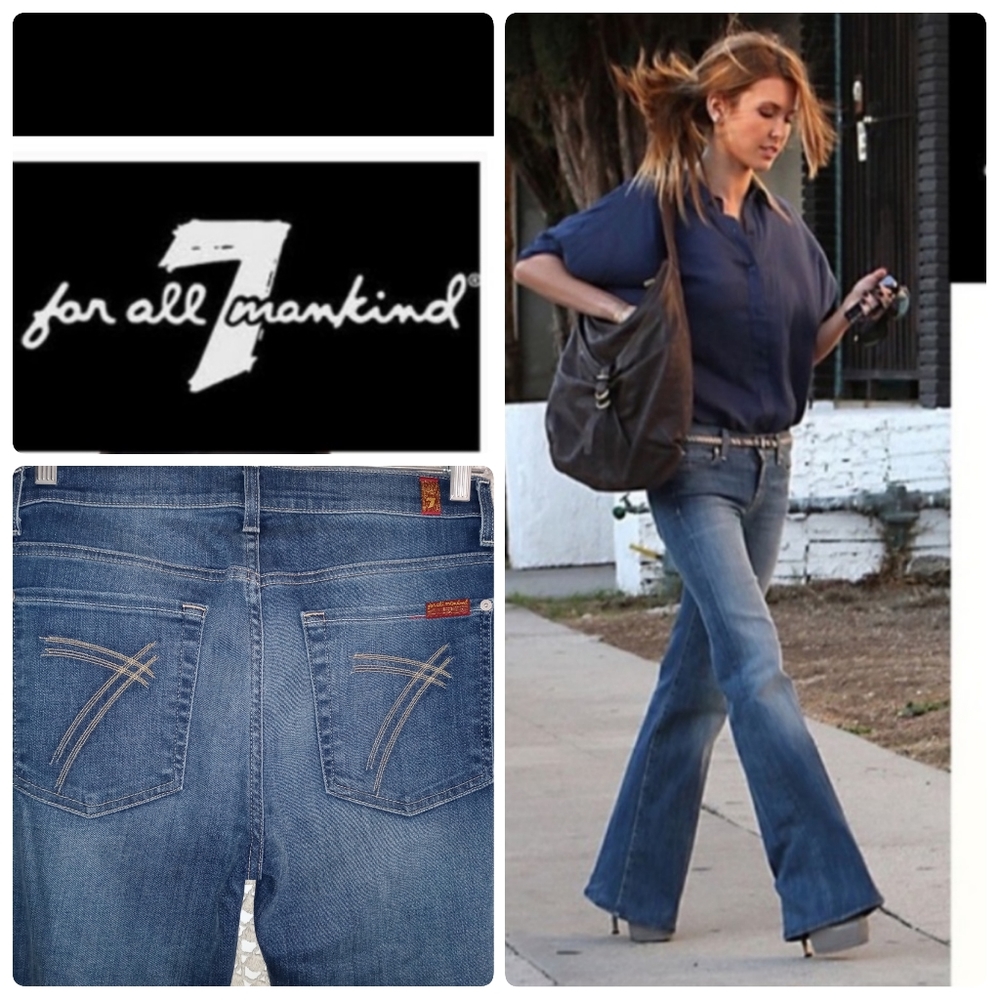 7 For All Mankind Distressed Jeans Size 31 Slim Trouser Dojo Scratch Pocket